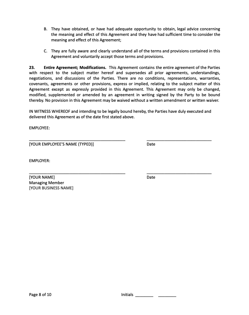 Example Employment Contract 8