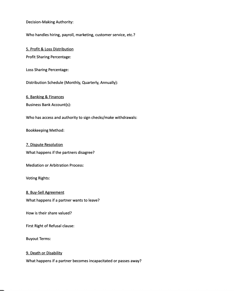 Sample Business Partnerships Agreement 2