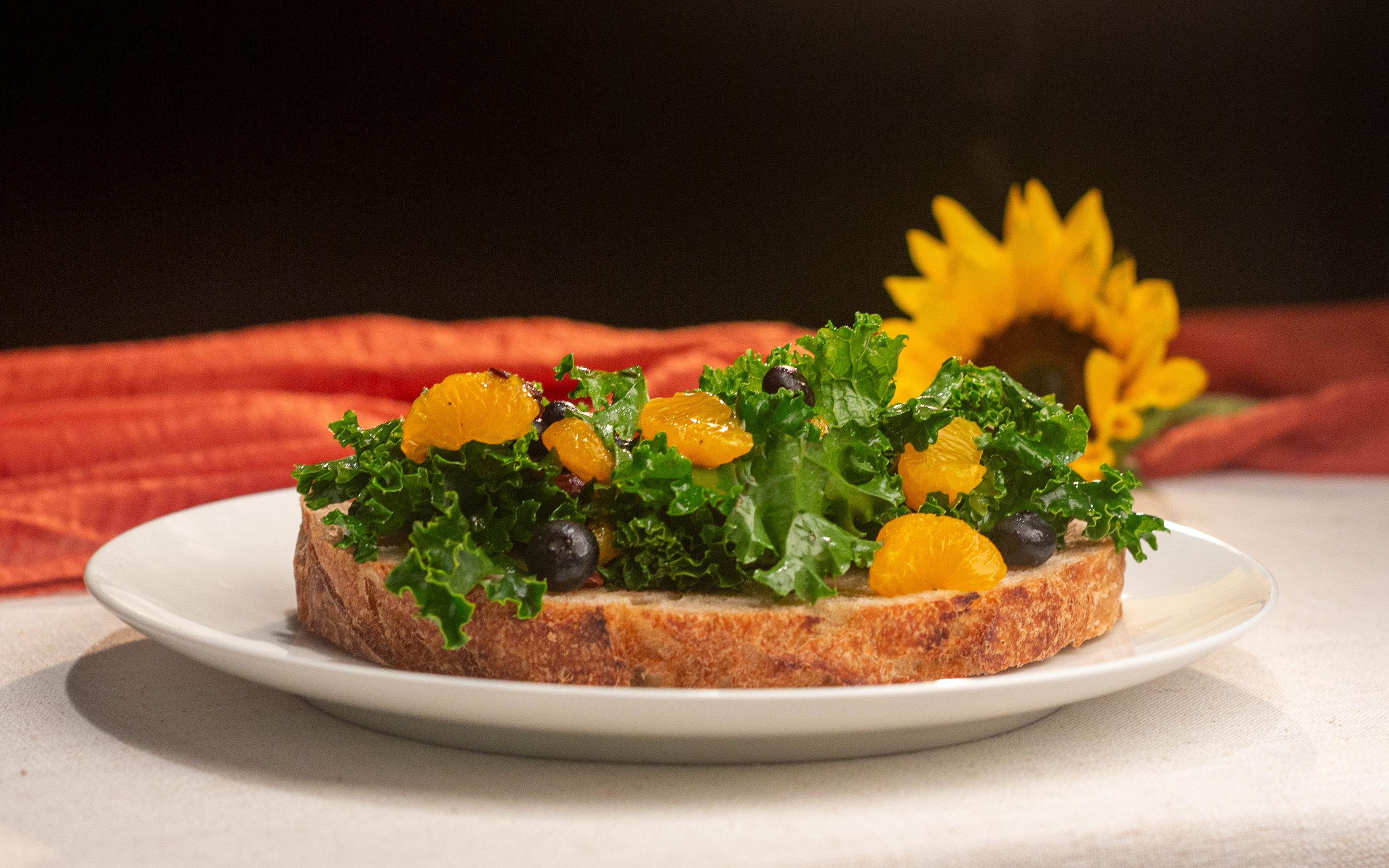 Open-face sandwich on Crow Bench Farm sourdough