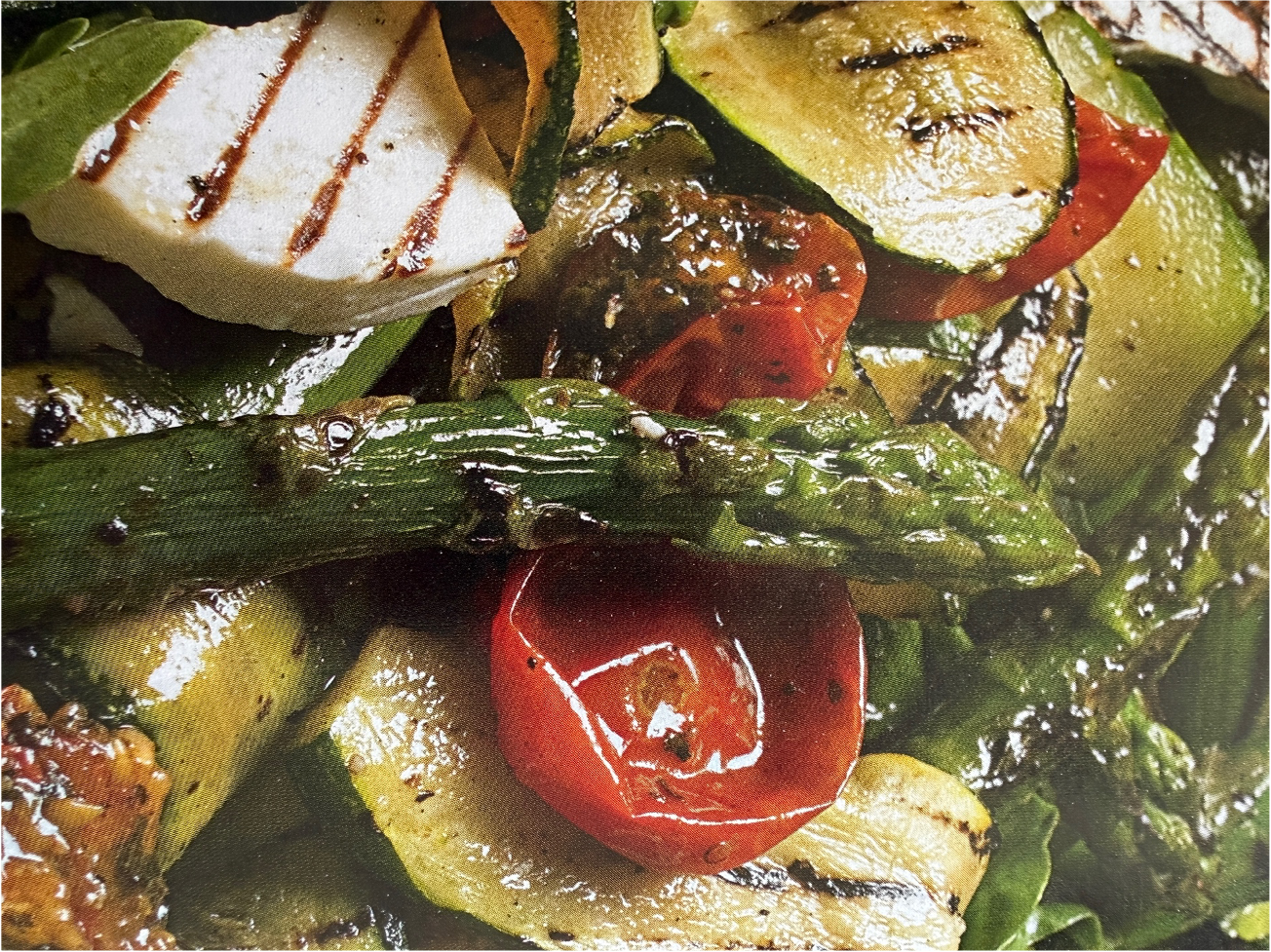 Grilled asparagus, zucchini, and Haloumi platter