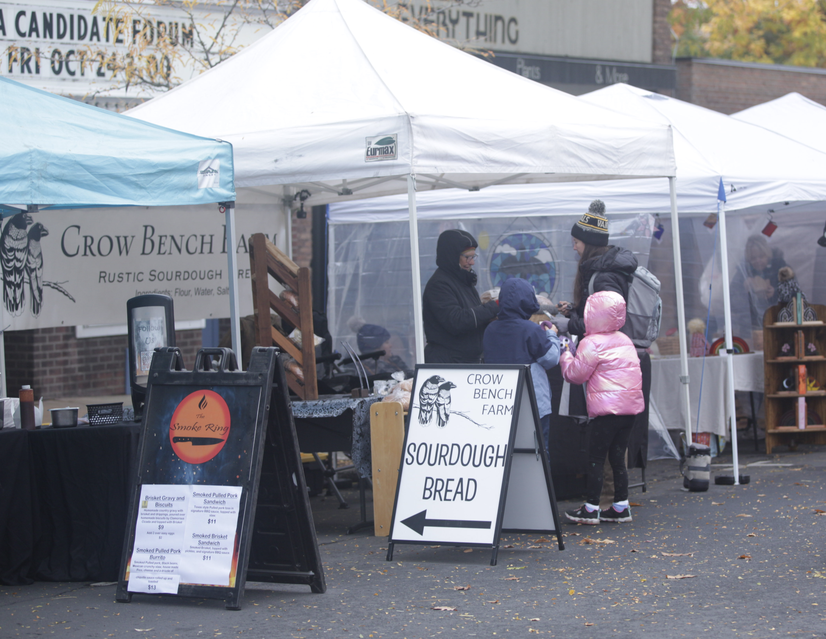 Crow Bench Farm booth at the farmers market