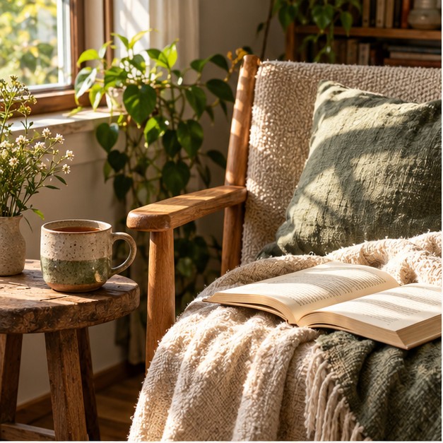 A calm corner, using only what you have