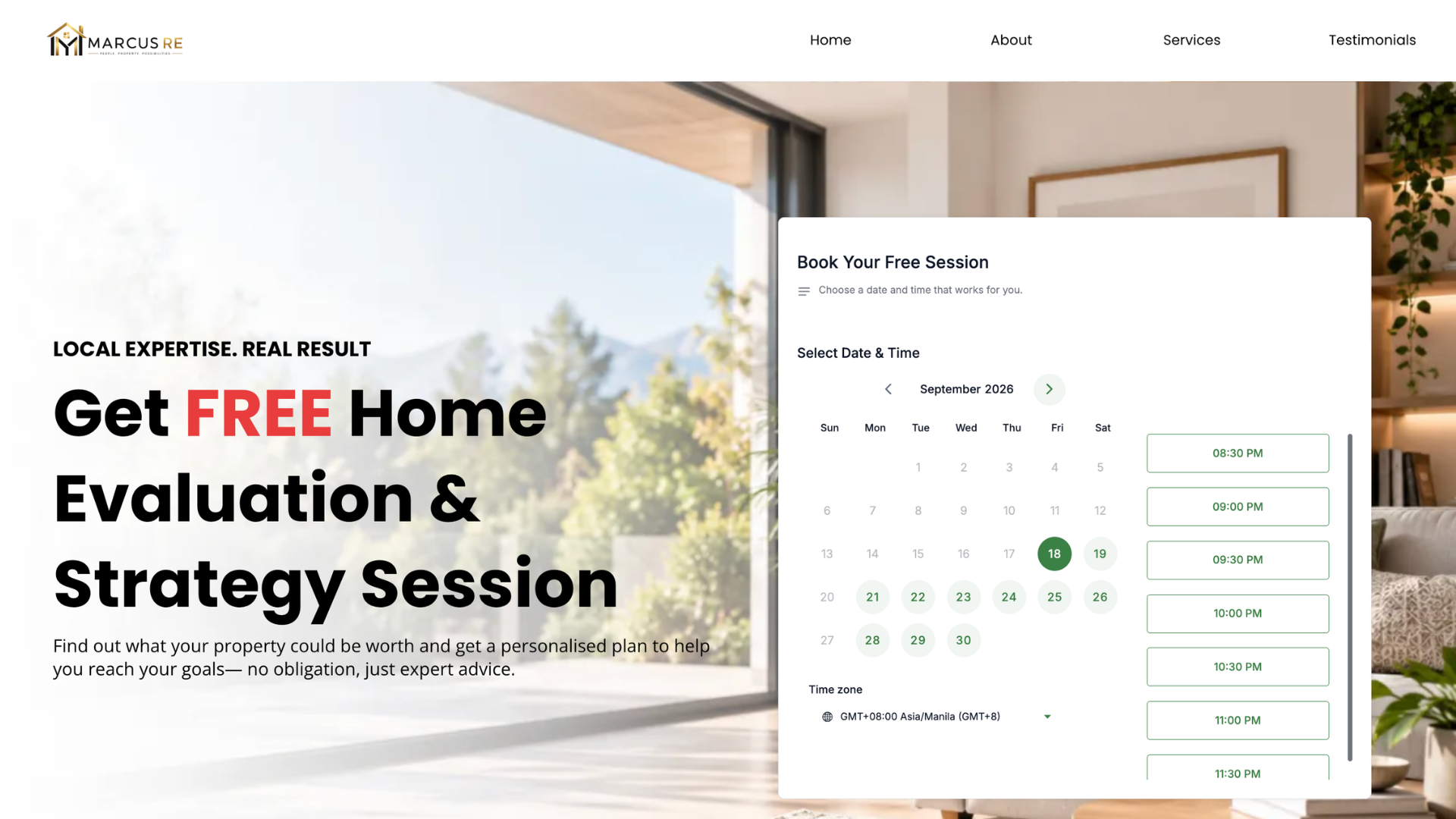 Free Home Evaluation Booking Funnel