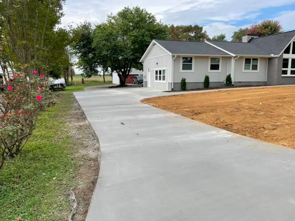 Finished concrete driveway installed by Blackburn Construction