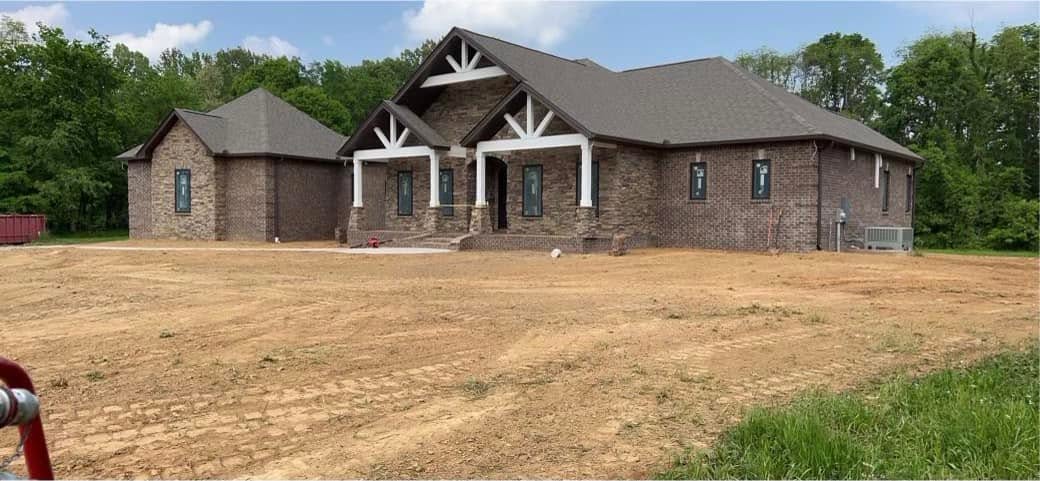 New home construction site graded and prepared by Blackburn Construction