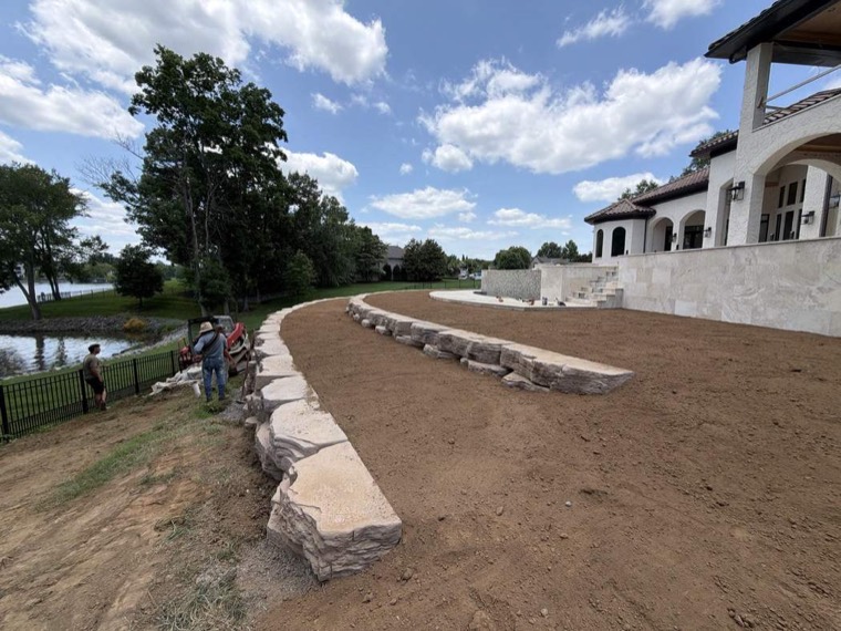 Residential retaining wall and grading work by Blackburn Construction near Mt. Juliet, TN