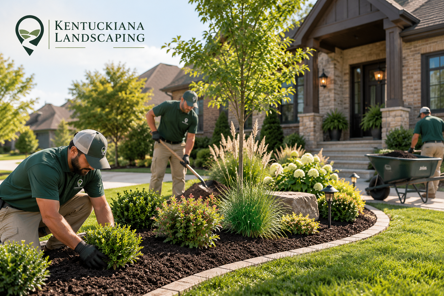 High-end patio and hardscaping in Bardstown project completed by TQD Landscaping Legends