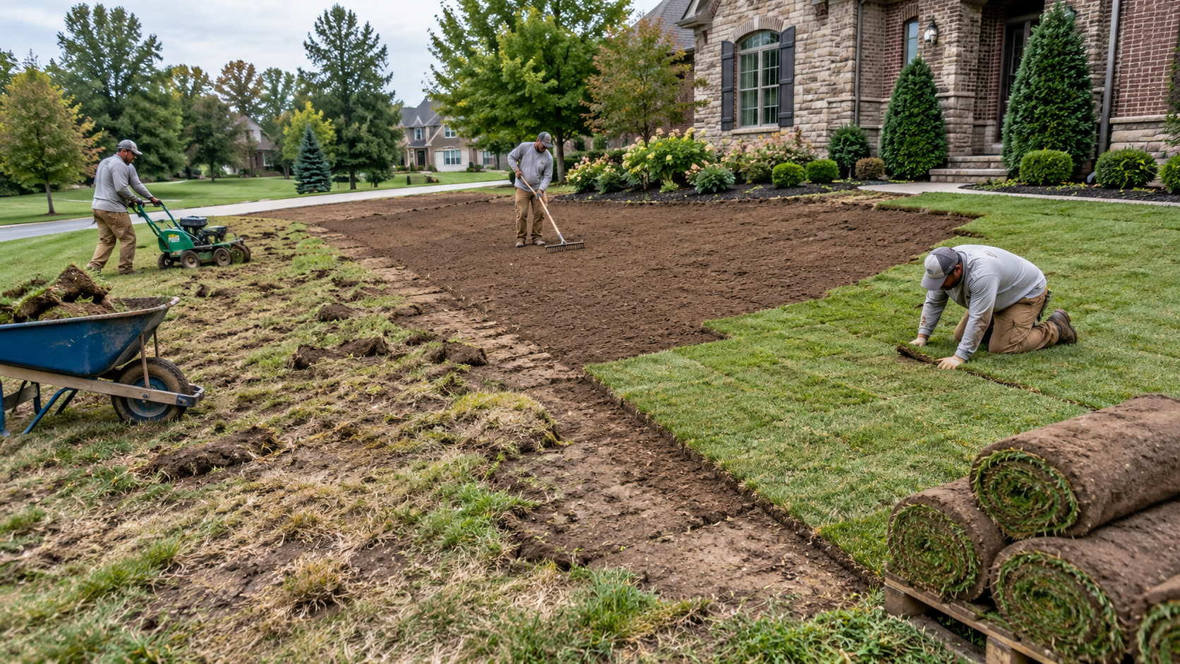 Exterior improvements and patio before and after