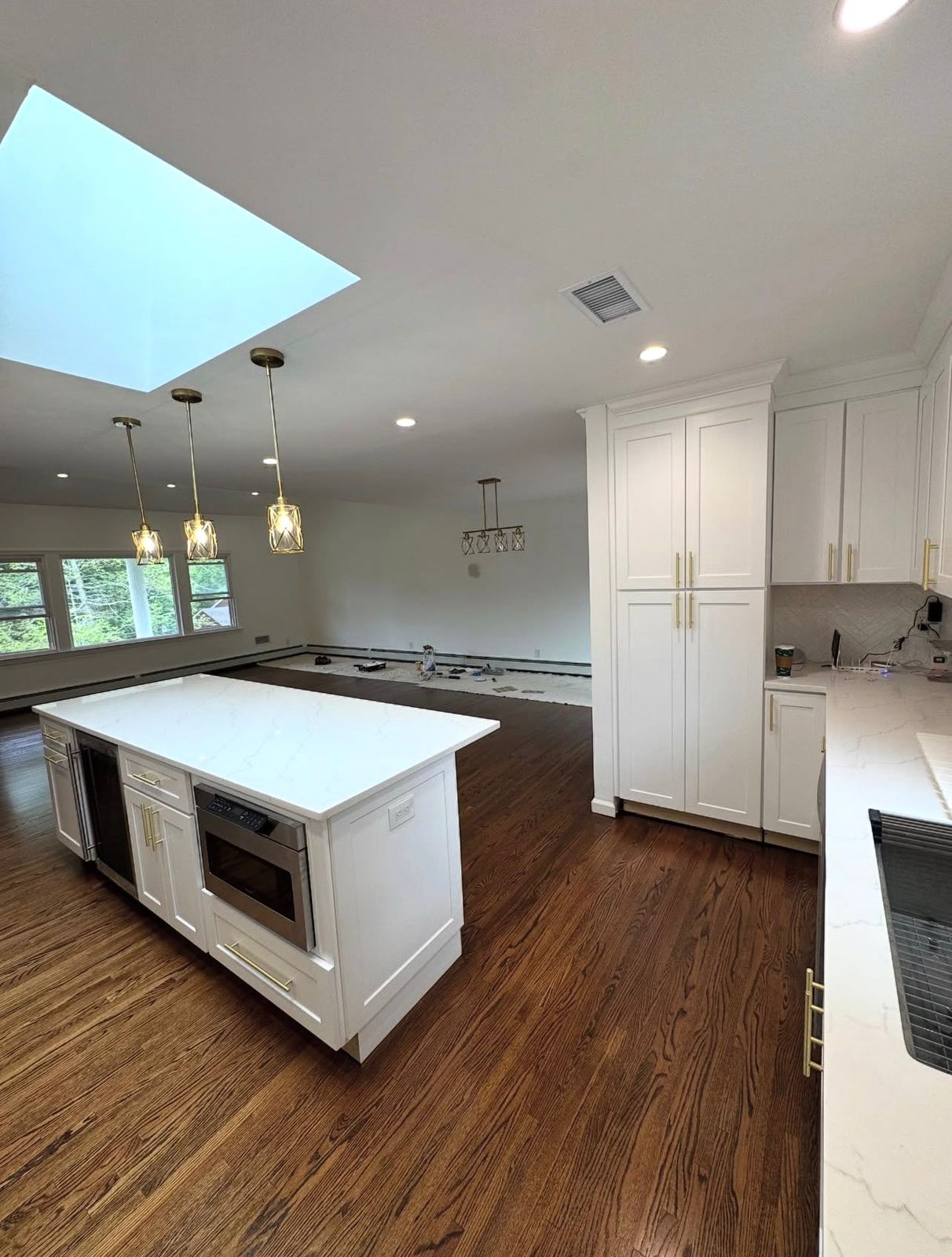 USA-made quartz countertops in a Westchester kitchen remodel by Buff Builds