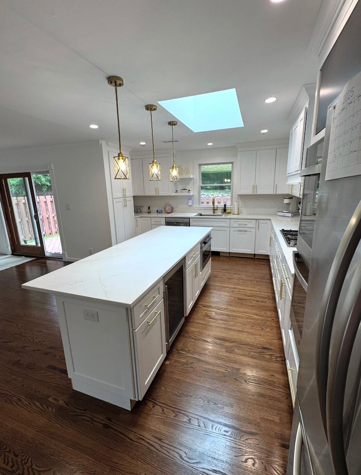Gold cabinet hardware on a stylish kitchen remodel in Purchase, NY