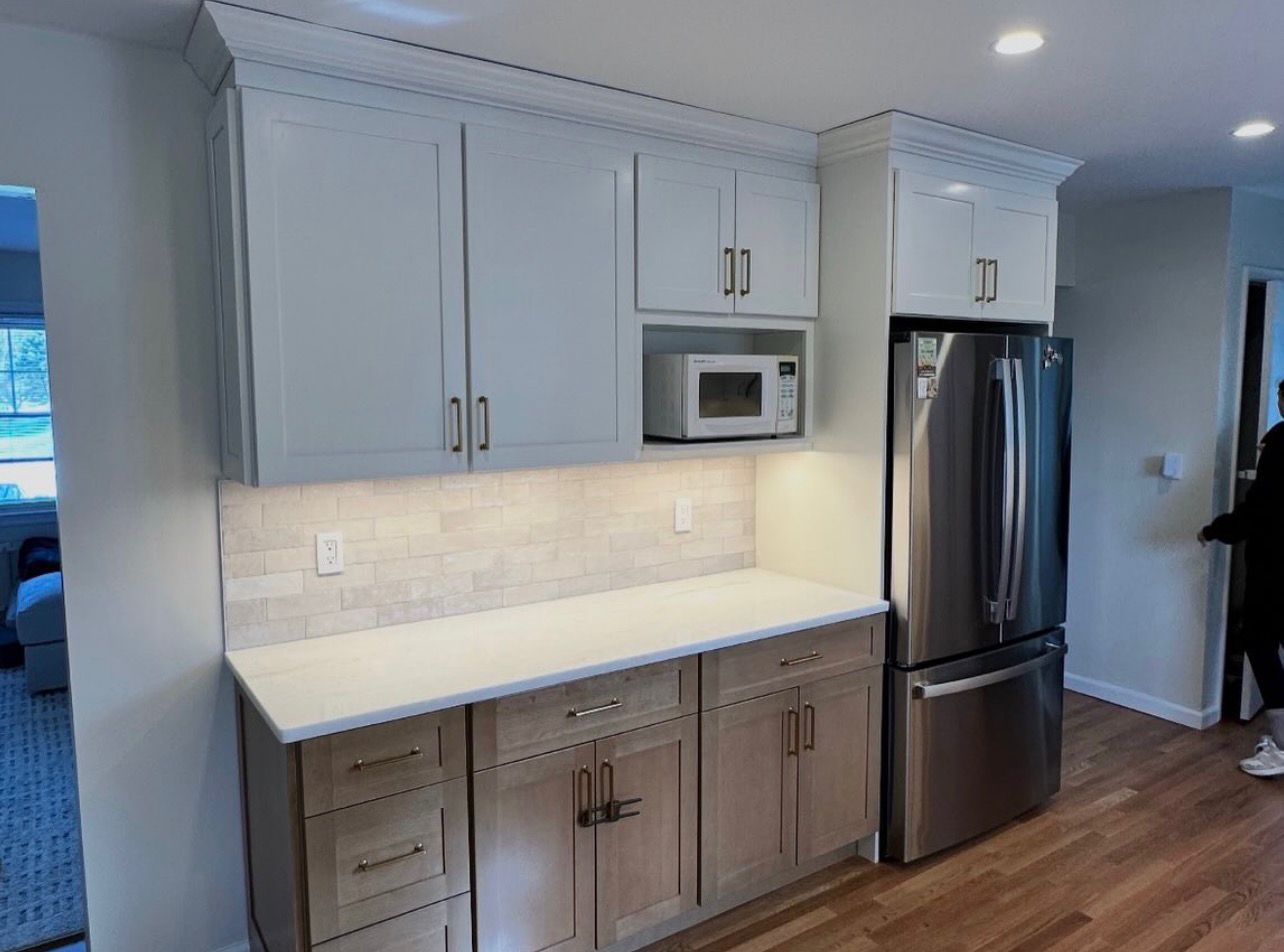 Custom kitchen cabinets in Westchester NY first floor renovation with modern storage design