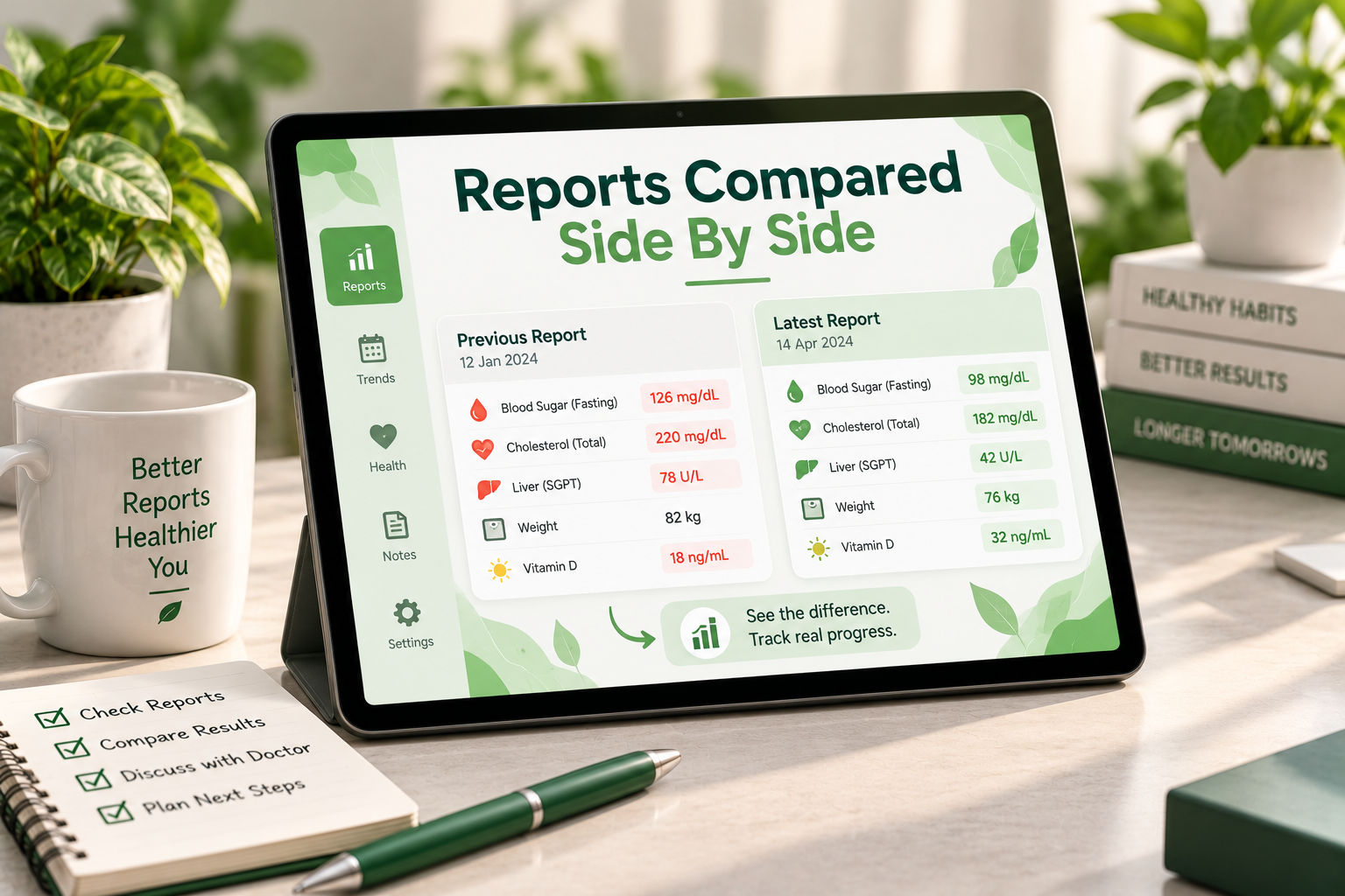 Reports Compared Side By Side mockup