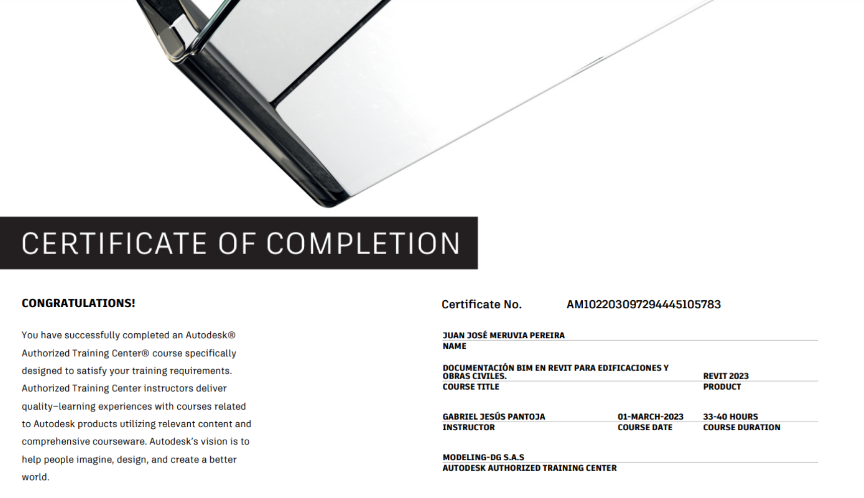 Certificado Autodesk Authorized Training Center