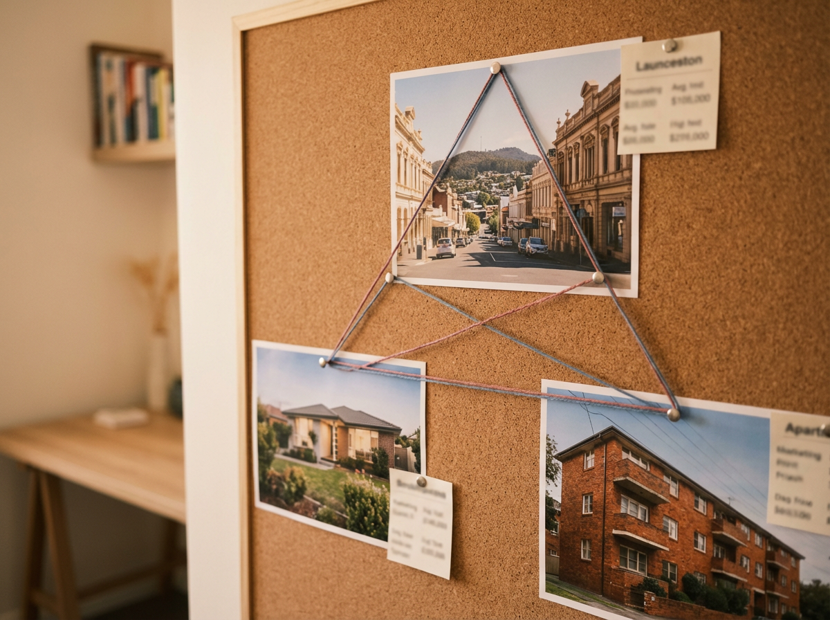 Portfolio properties pinned on a cork board