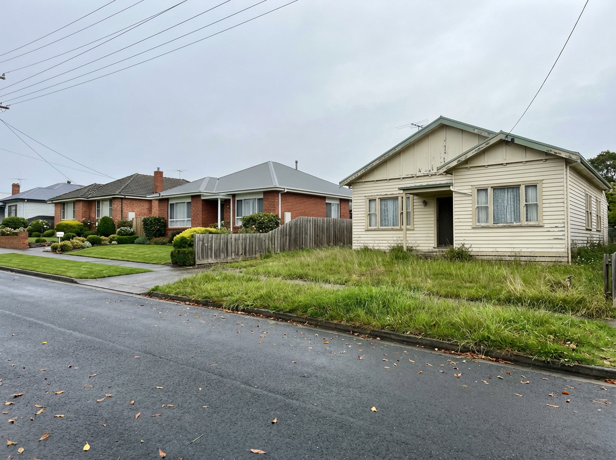 Well-kept homes vs run-down properties