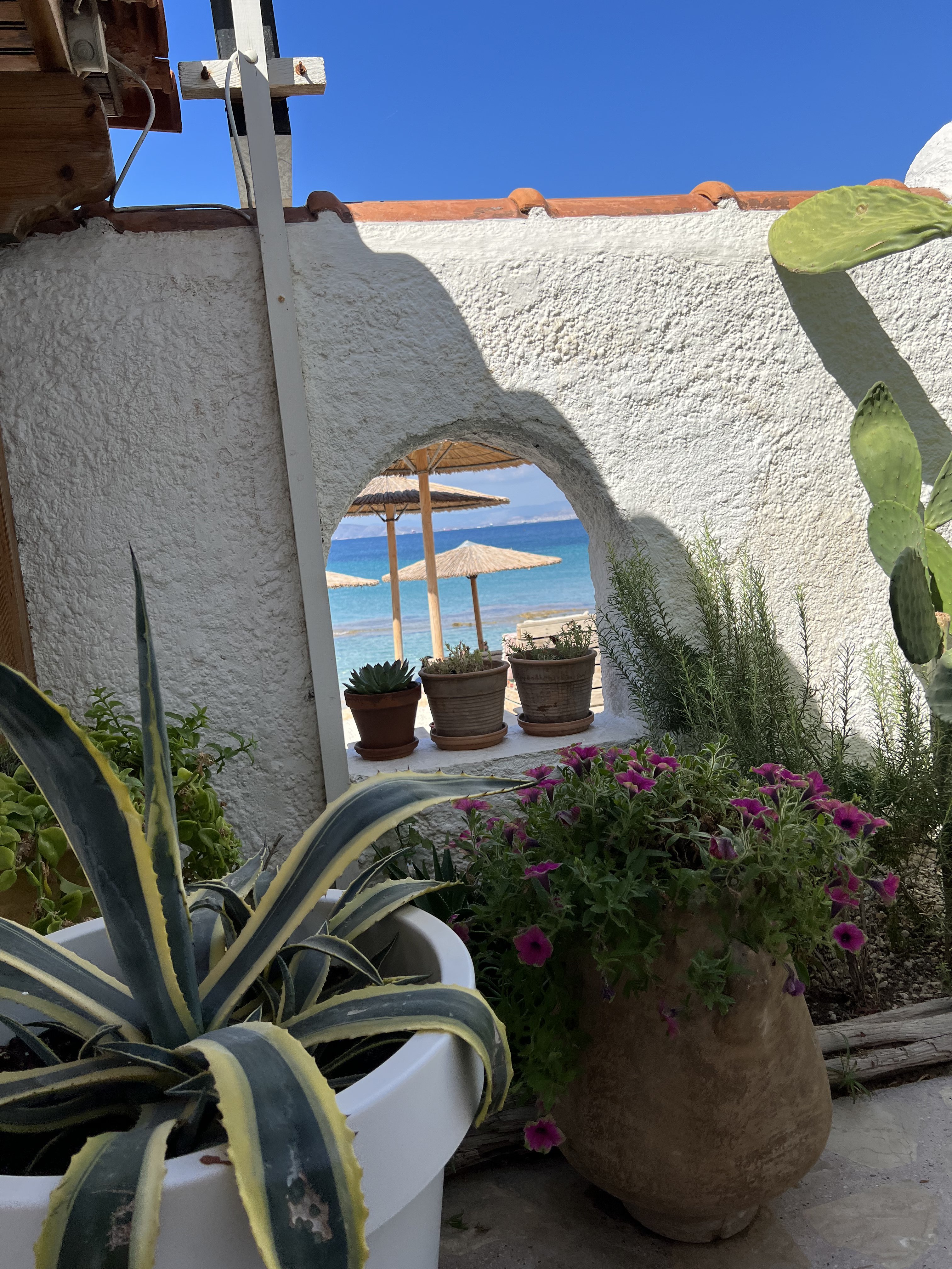 The Beachhouse Apartments courtyard, Aegina Island