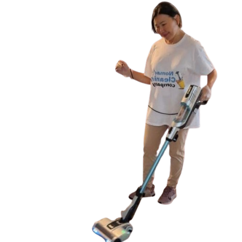 Friendly cleaner with vacuum sticker