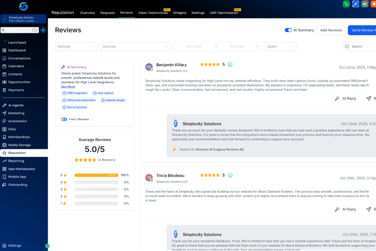 Simplocity Dashboard Dashboard View