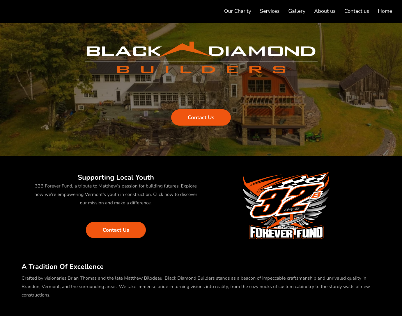 Black Diamond Builders Website Homepage