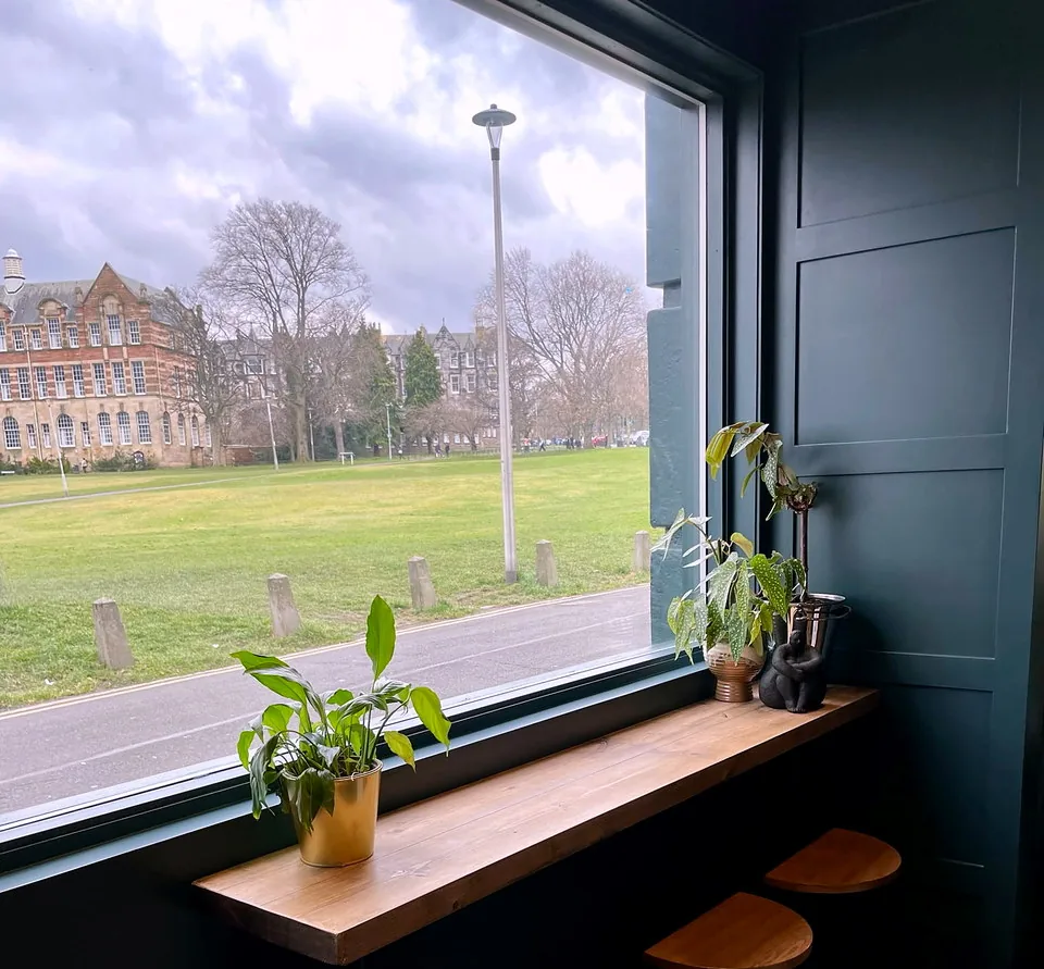 Window seating at Leftfield, looking out over the park.