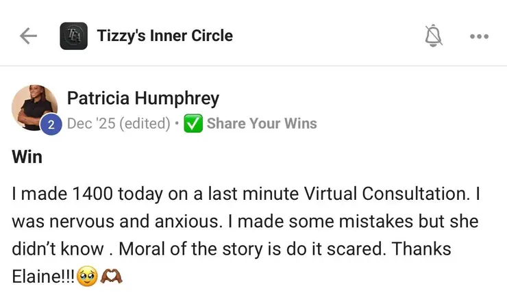 Screenshot of a student win