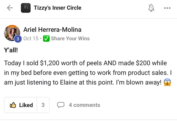 Screenshot of a student win