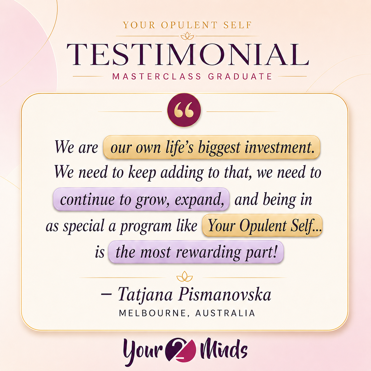Your2Minds client testimonial 6