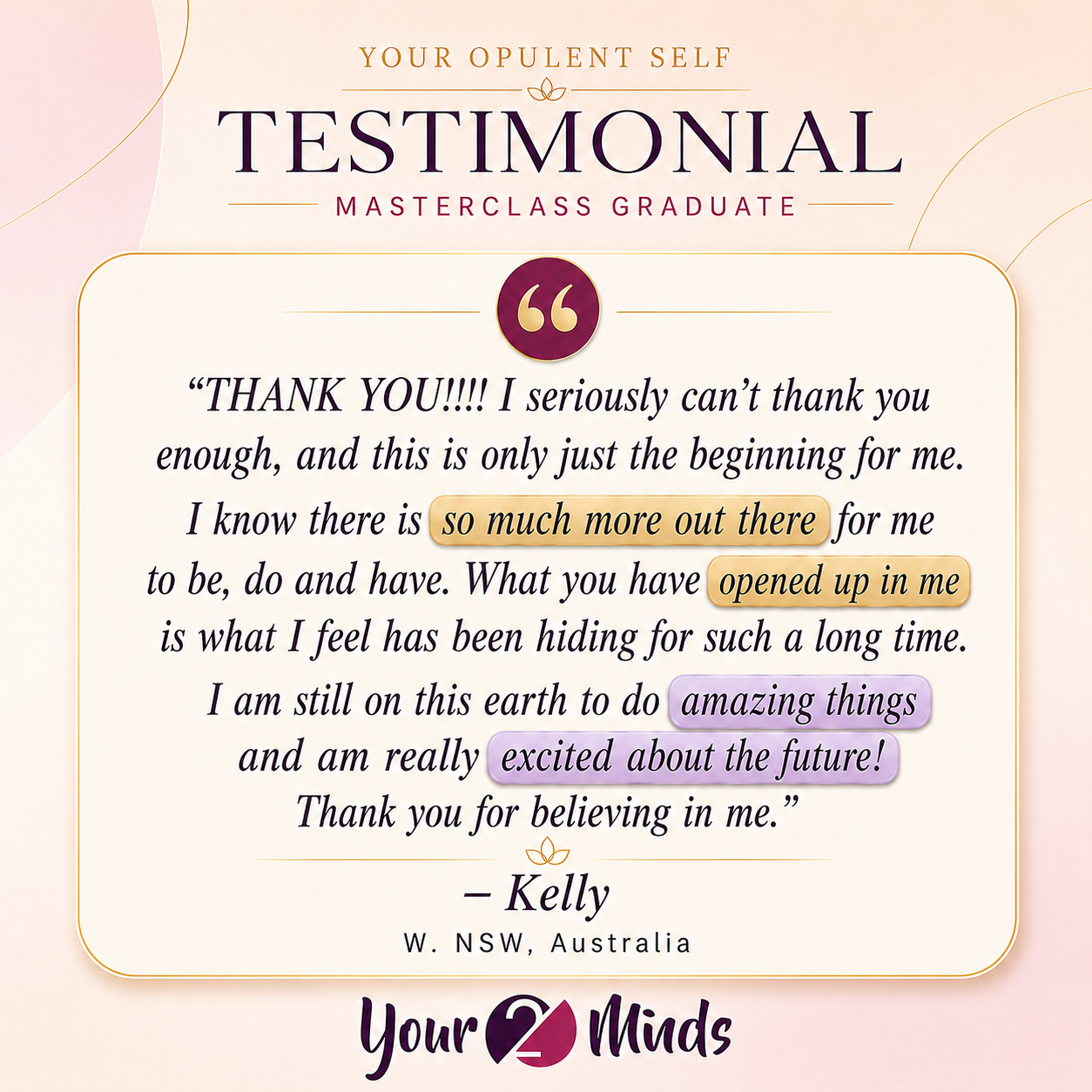 Your2Minds client testimonial 1
