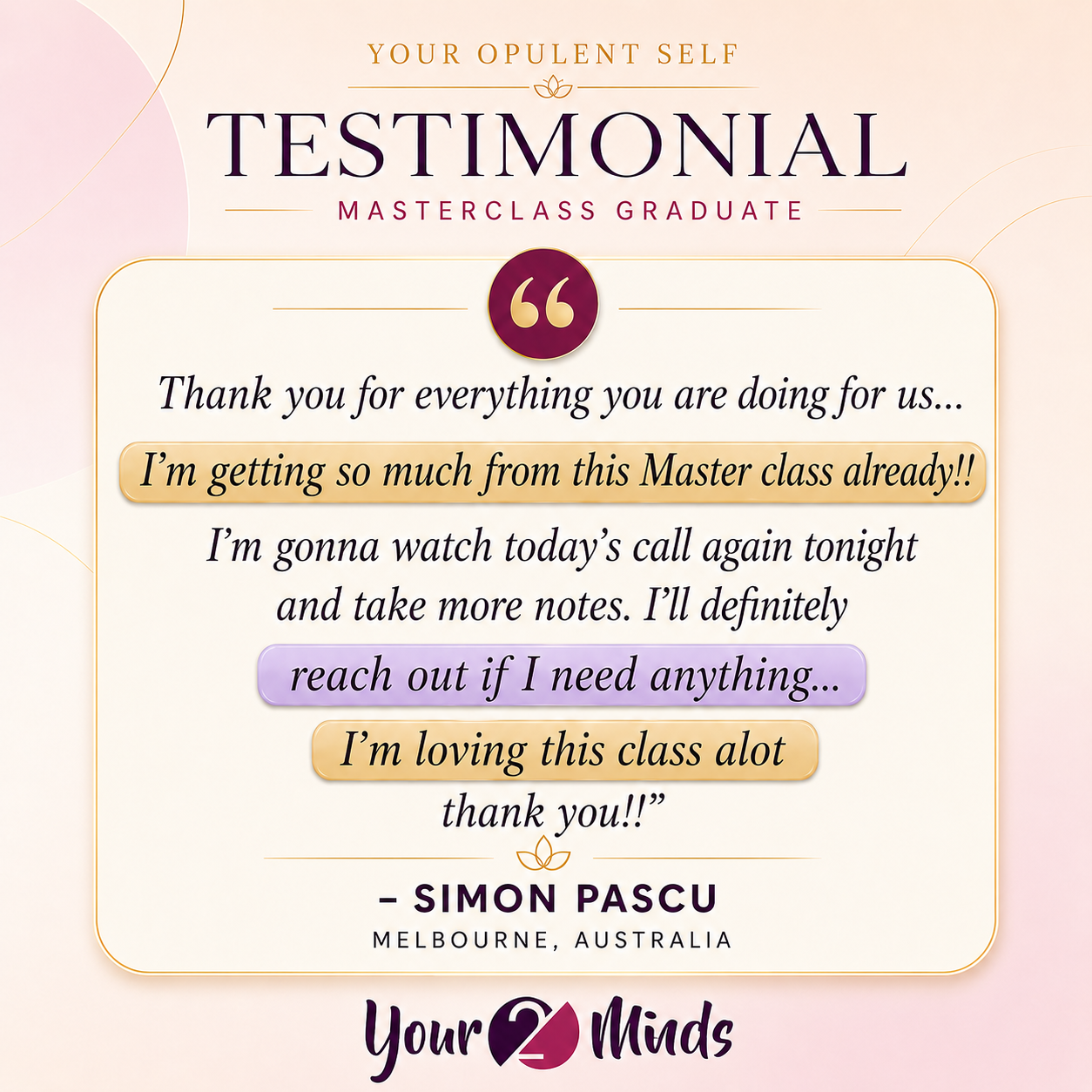Your2Minds client testimonial 4