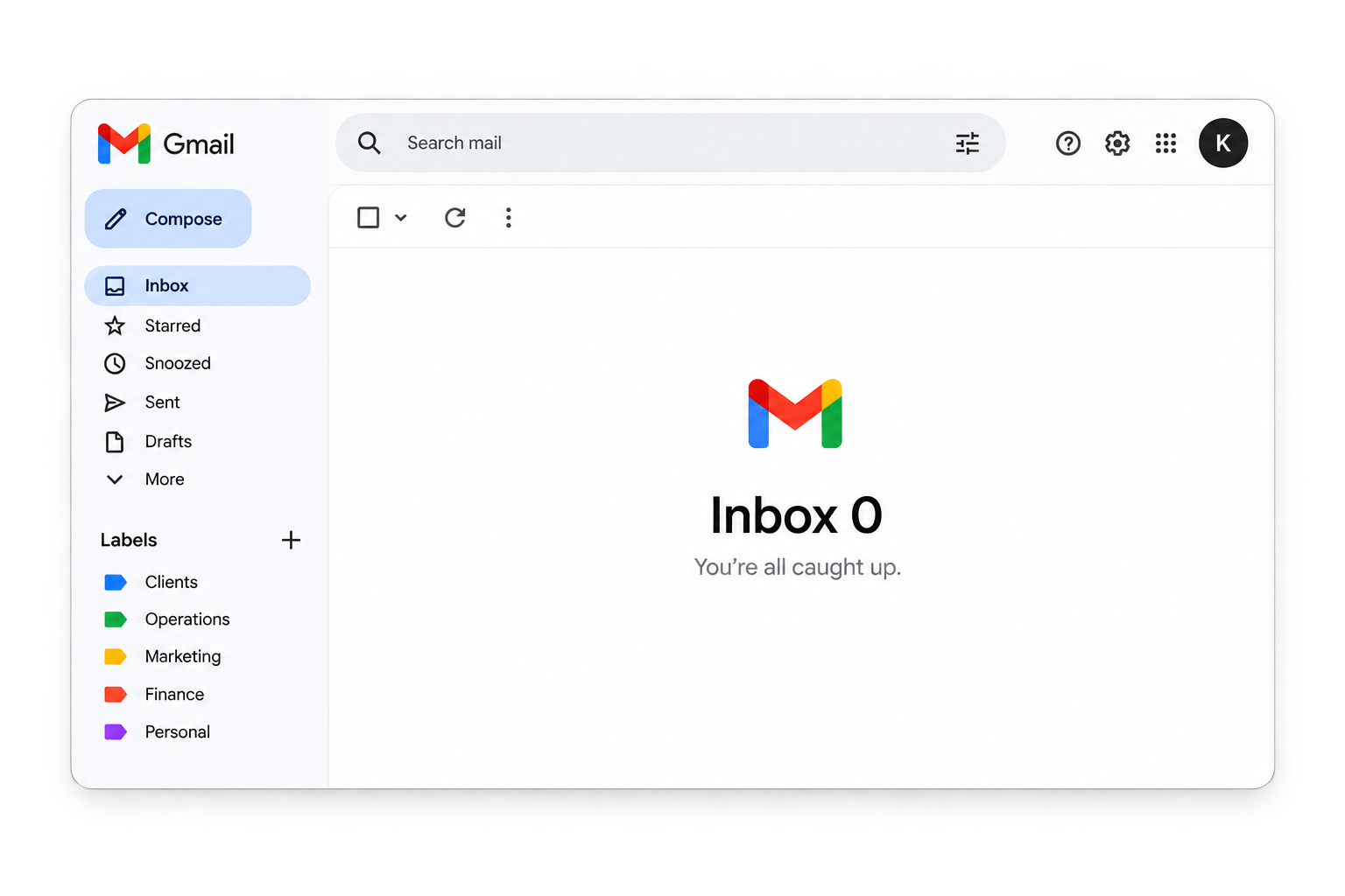 An empty email inbox