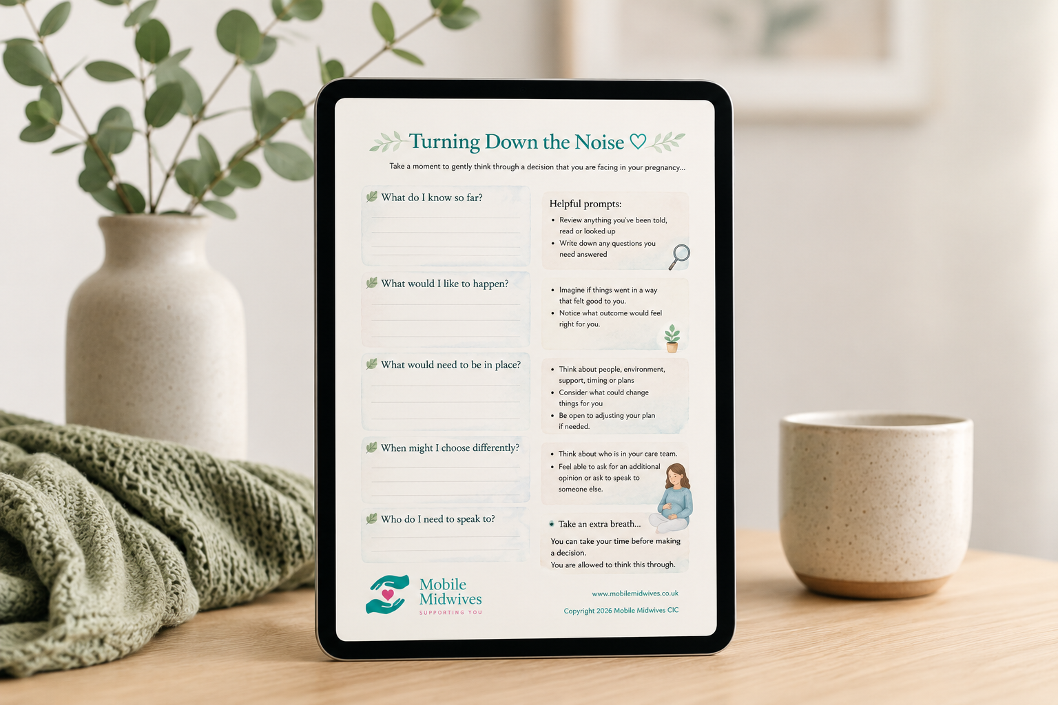 Turning Down The Noise decision making tool on an iPad