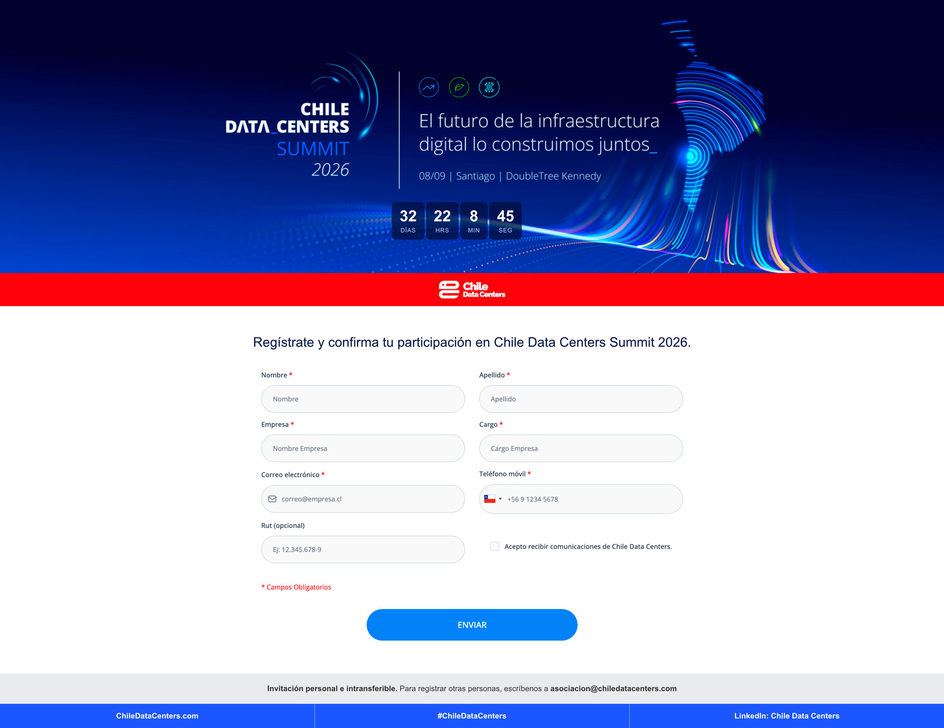 Chile Data Centers Summit 2026 — landing completa