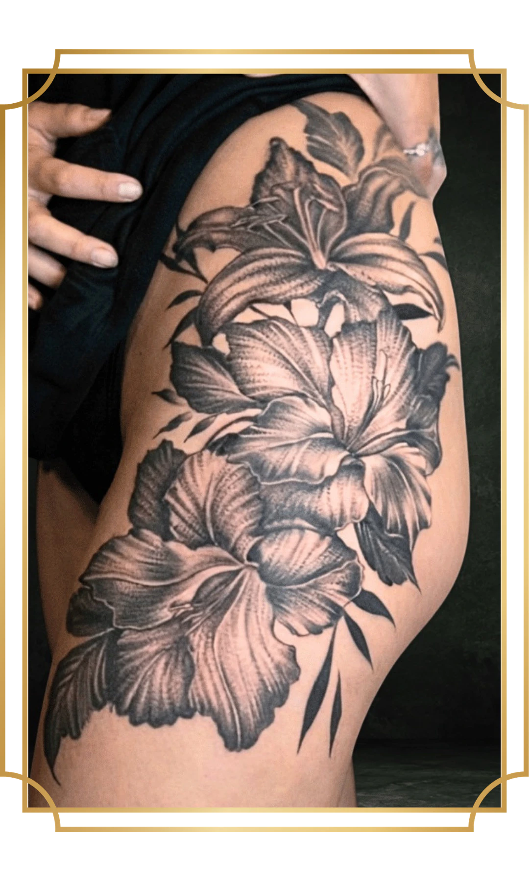 Custom blackwork tattoo with detailed illustrative linework created by Alek the Saint, San Marcos tattoo artist