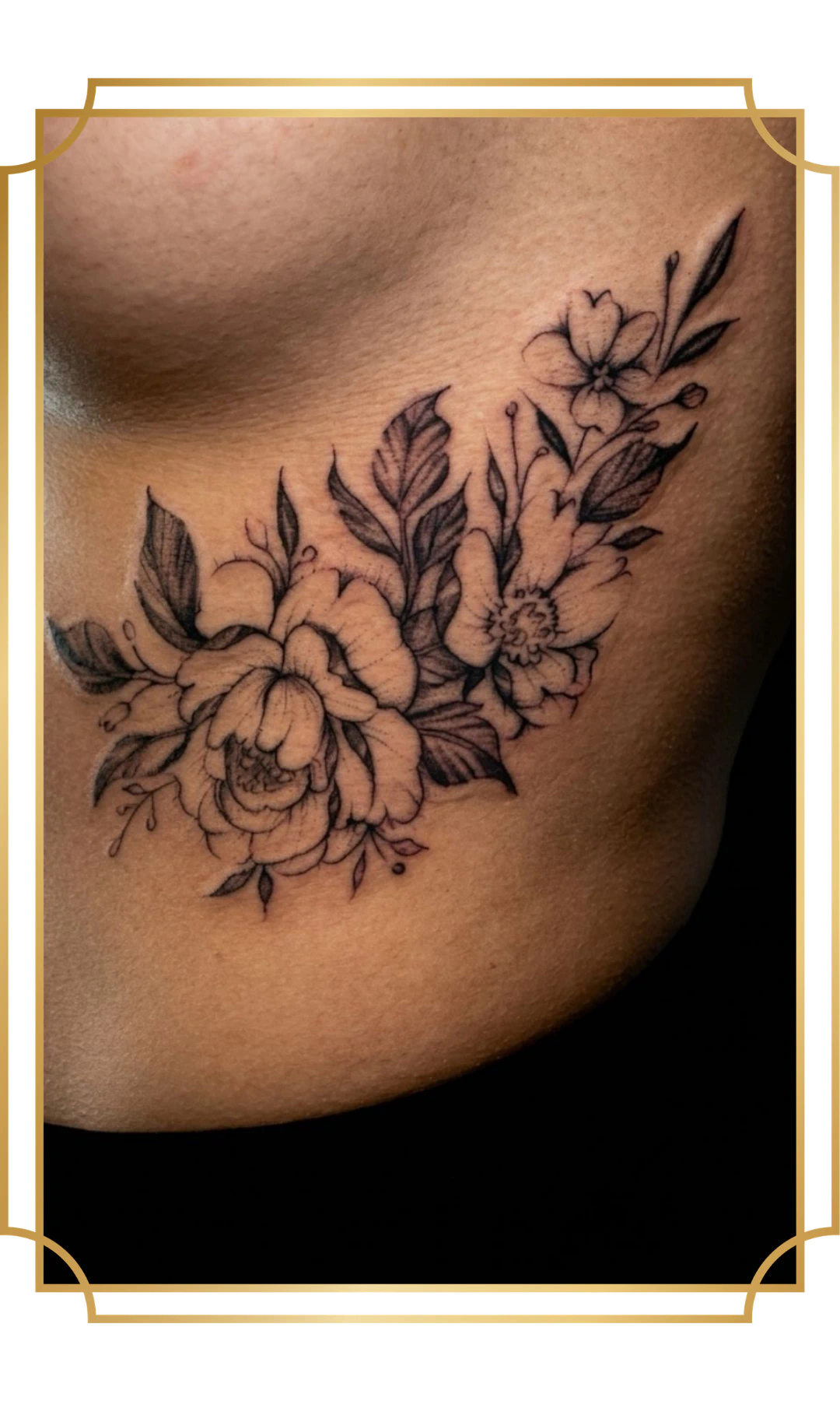 Minimal floral fine line tattoo artwork created by Alek the Saint, San Marcos tattoo artist