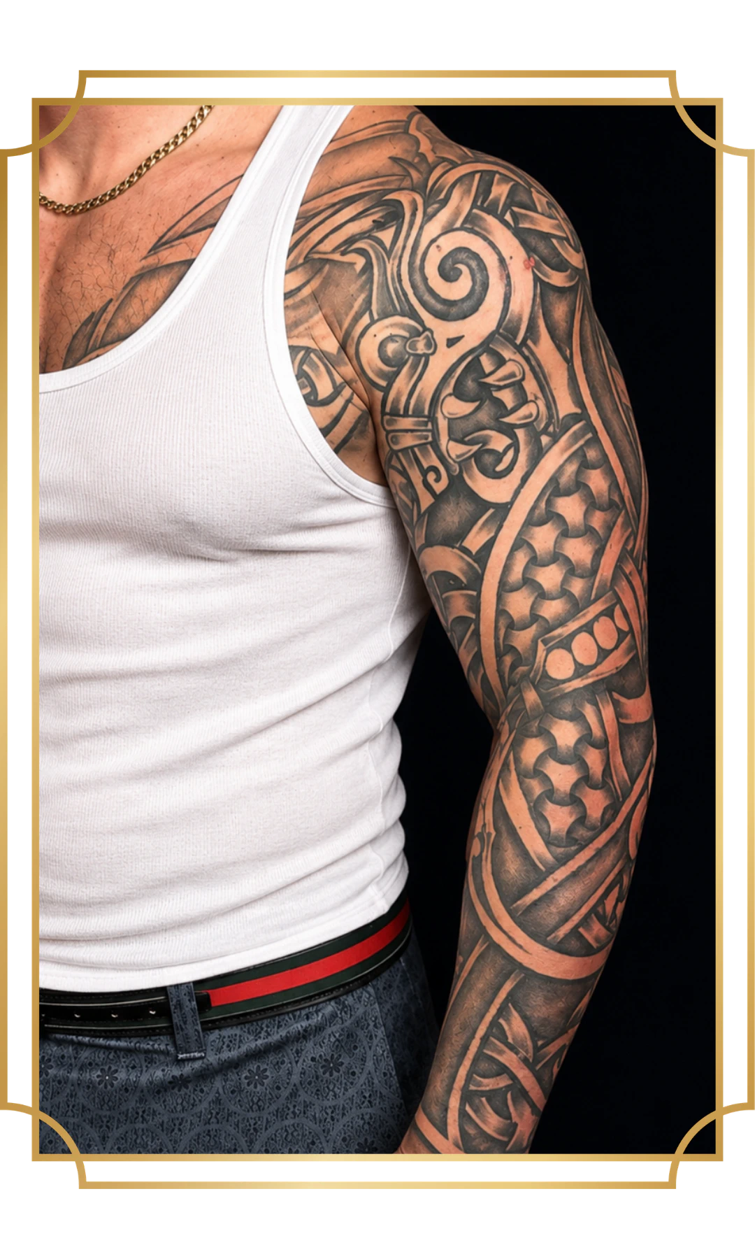Custom blackwork tattoo featuring high contrast inkwork by Alek the Saint, top-rated tattoo artist in San Marcos, California