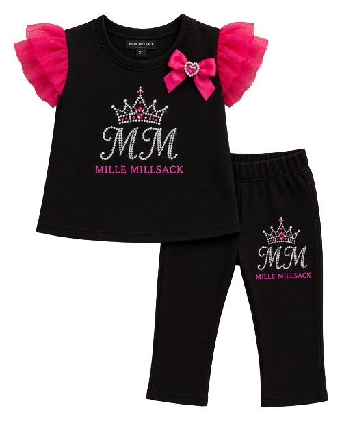 Black MM crown top and leggings set