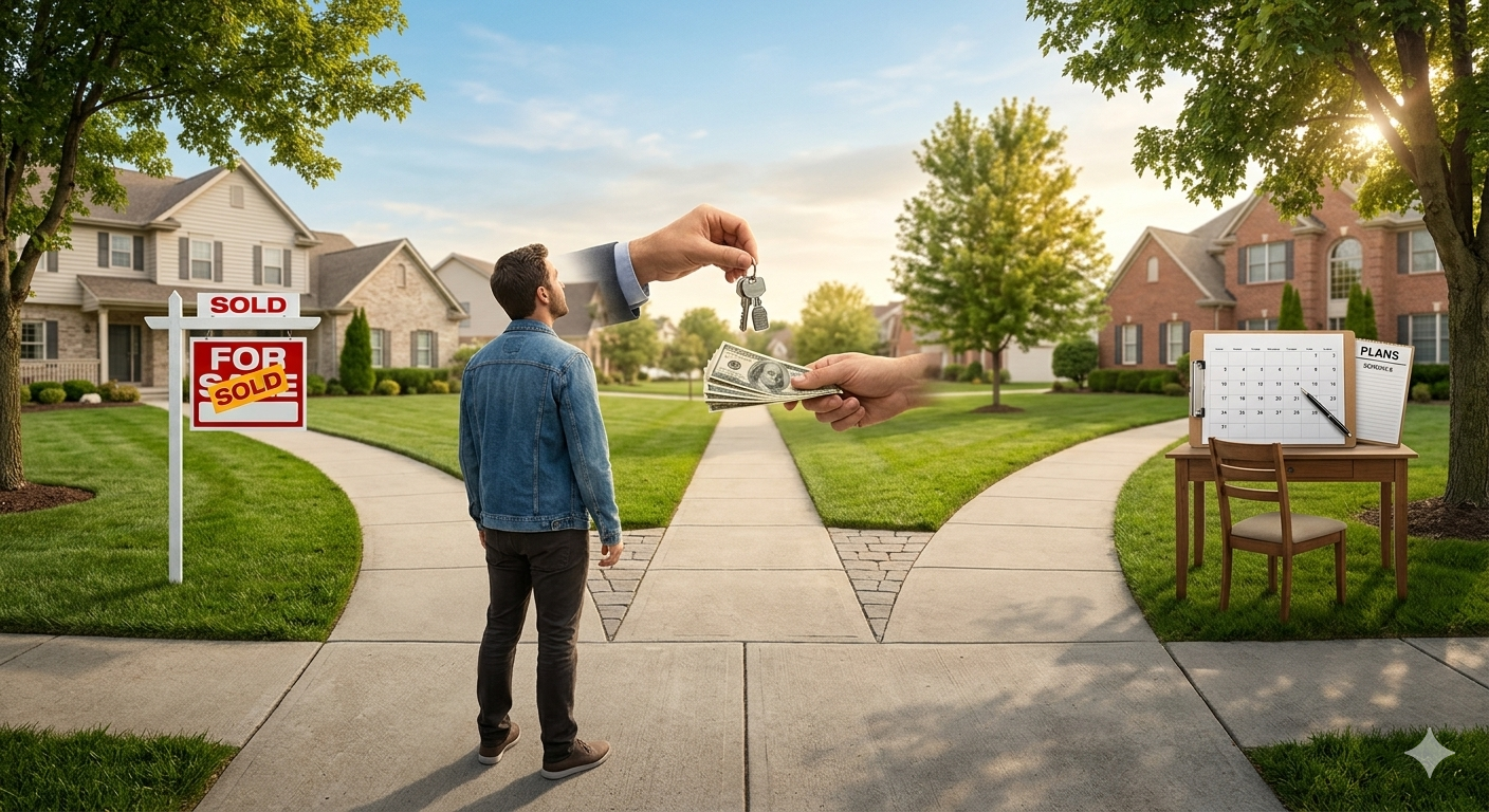 Expired listing homeowner in Kansas City choosing between three options including relisting with a new agent, taking a cash offer, or pausing to plan before relaunching their home sale in Independence MO or Lee's Summit MO