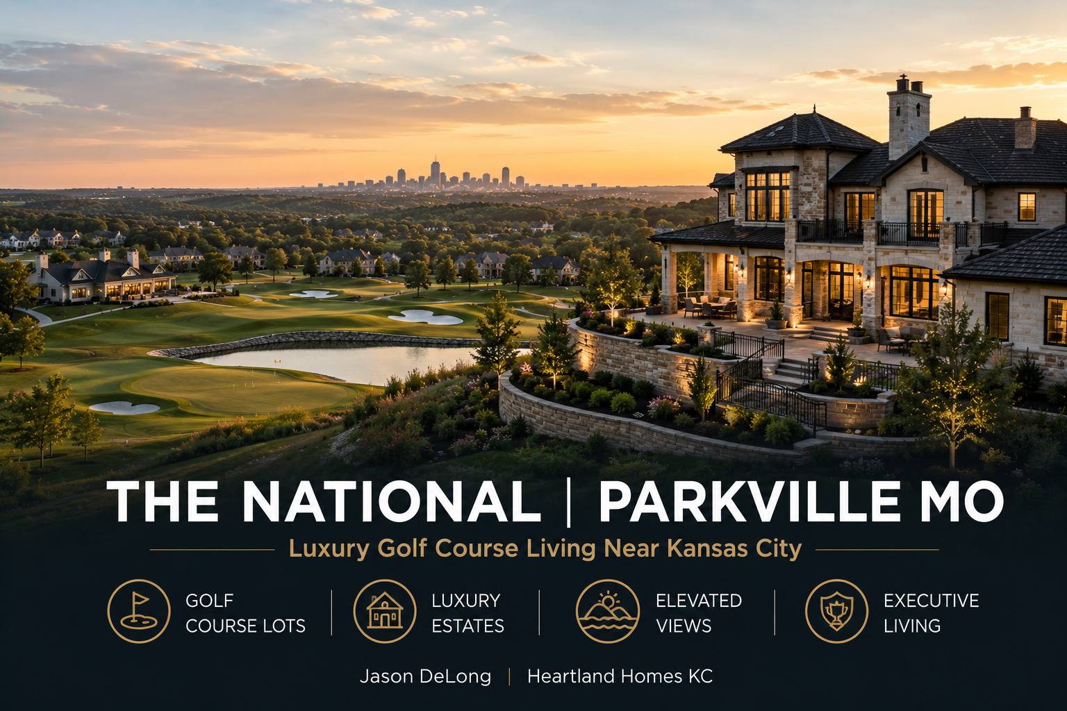 Luxury golf course homes in The National Parkville MO with scenic fairway views and executive estate living near Kansas City