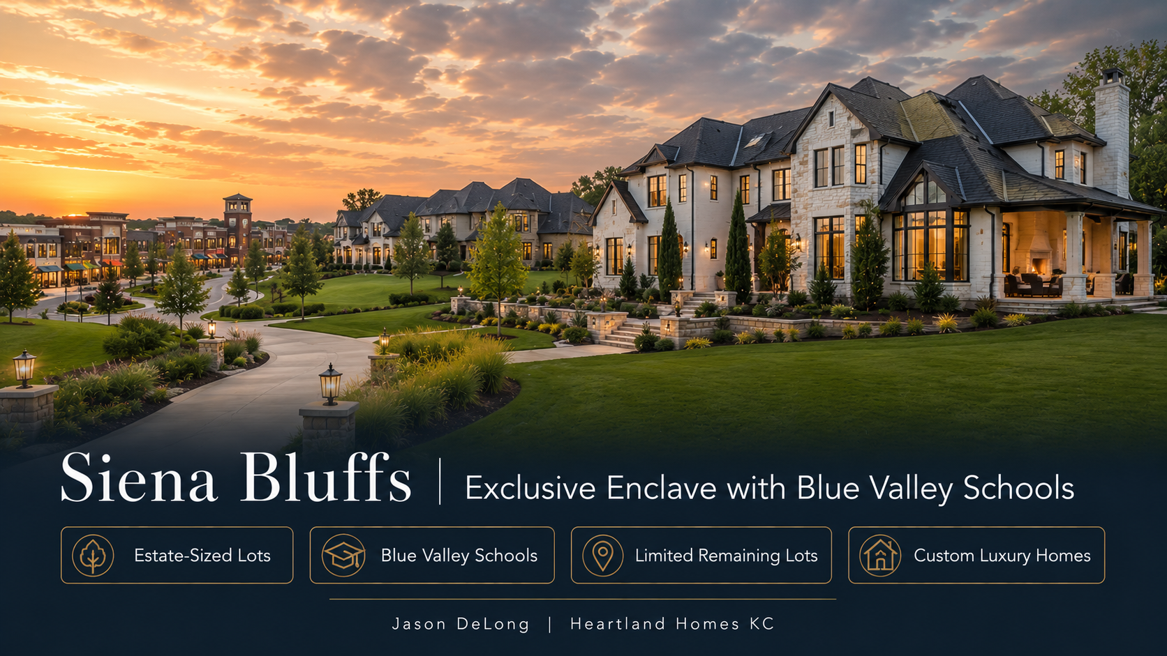 Luxury estate homes in Siena Bluffs Leawood KS with Blue Valley Schools access