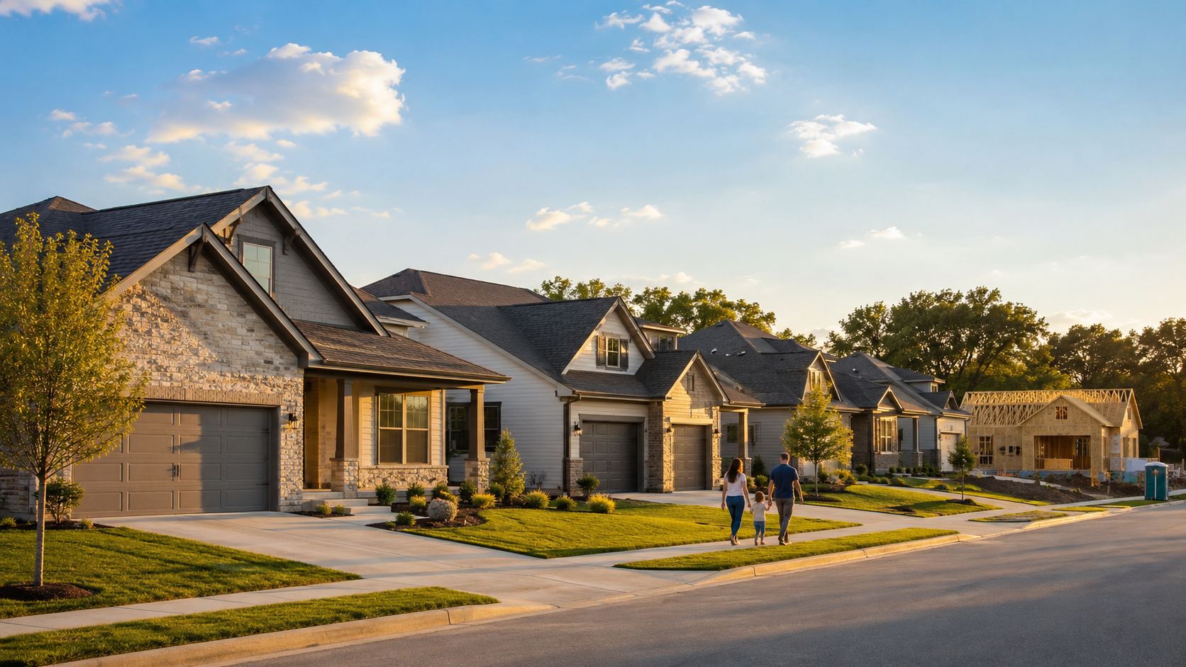 New construction homes in Piper, Kansas City, KS with modern suburban streets, family-friendly neighborhoods, and active residential growth.
