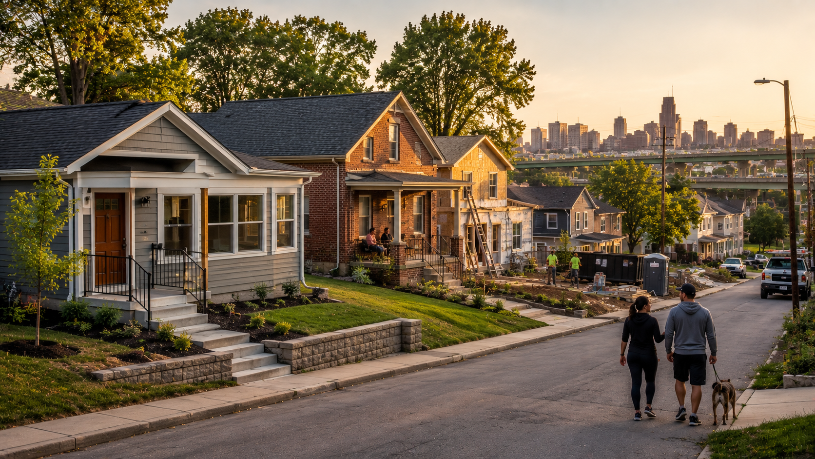 Renovated and new infill homes in the Argentine neighborhood of Kansas City, KS showcasing residential revitalization, community growth, and affordable housing opportunities.