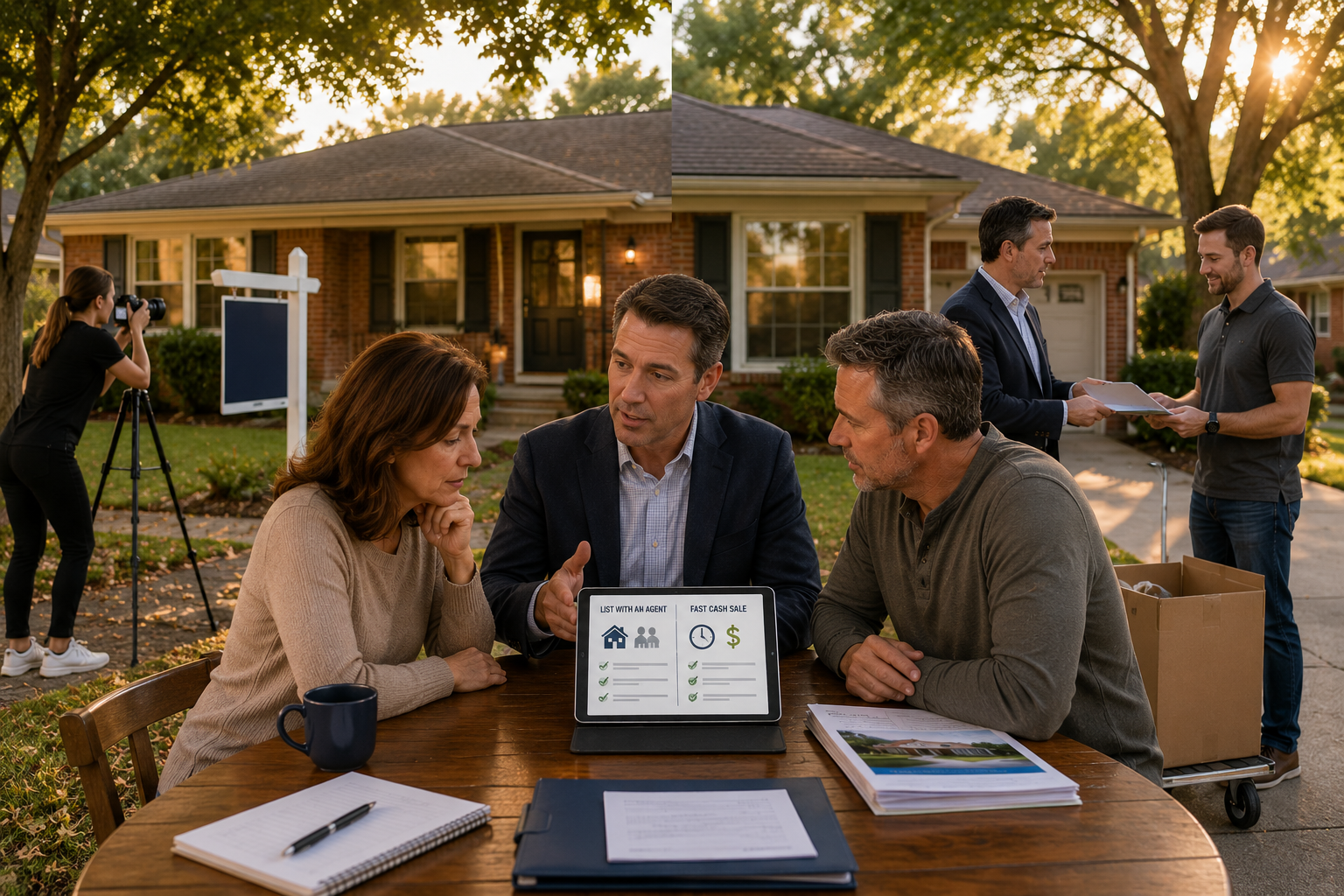 Kansas City homeowner compares listing with a real estate agent versus a fast cash offer to protect equity before a foreclosure deadline.
