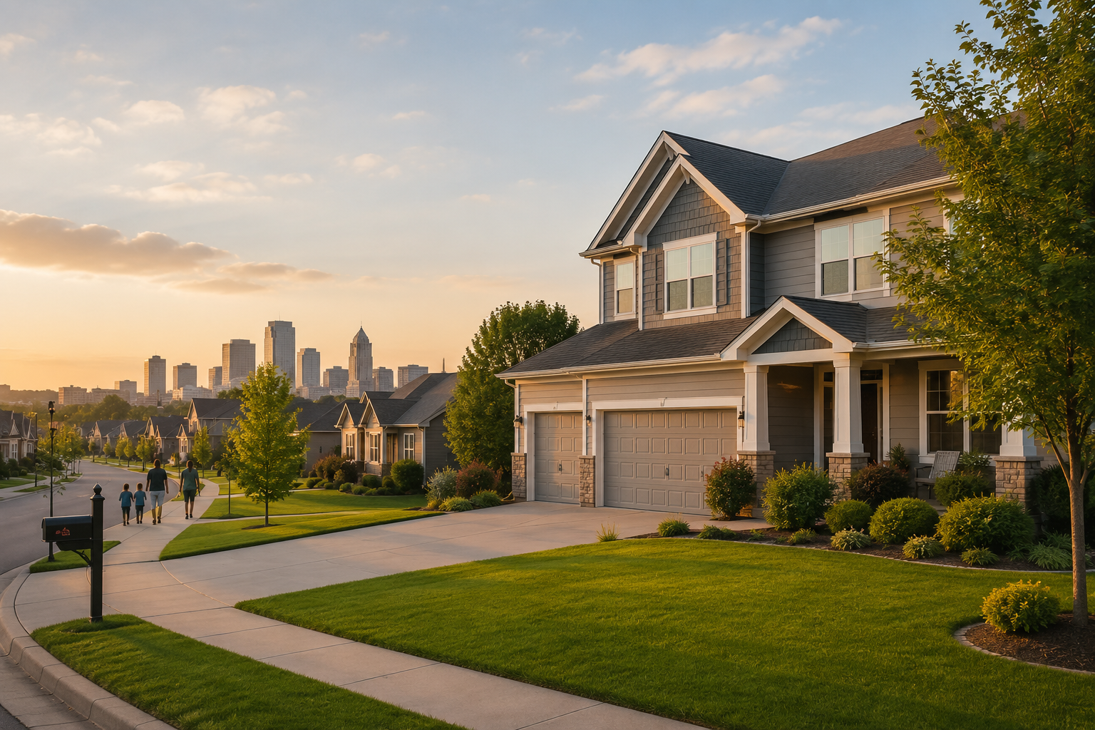 Inviting suburban Kansas City neighborhood scene showing the affordability and lifestyle appeal of the metro in 2026. Inviting suburban Kansas City neighborhood scene showing the affordability and lifestyle appeal of the metro in 2026.