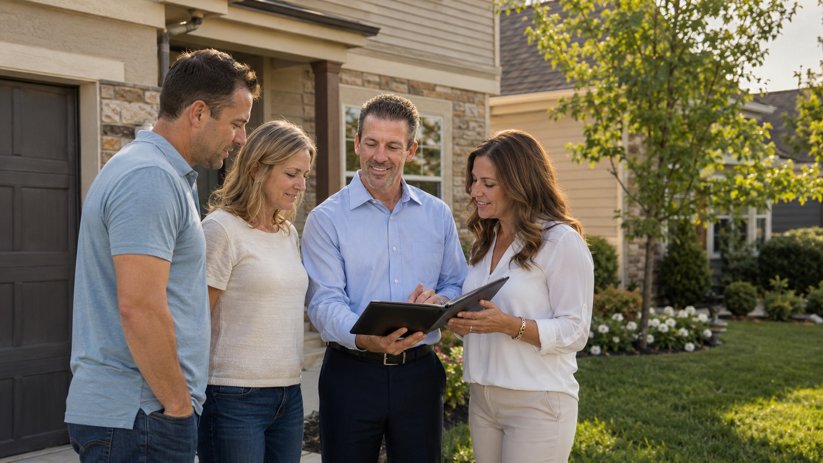 Jason and Jana DeLong of Heartland Homes KC discussing home-selling options with a Liberty Missouri homeowner. Jason and Jana DeLong of Heartland Homes KC discussing home-selling options with a Liberty Missouri homeowner.