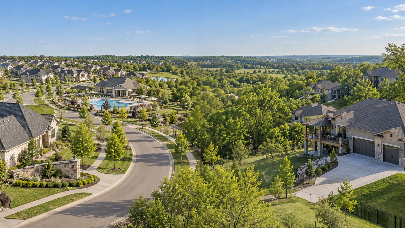 Comparison of an Overland Park master-planned community and a Kansas City Northland subdivision with larger wooded homesites. Comparison of an Overland Park master-planned community and a Kansas City Northland subdivision with larger wooded homesites.