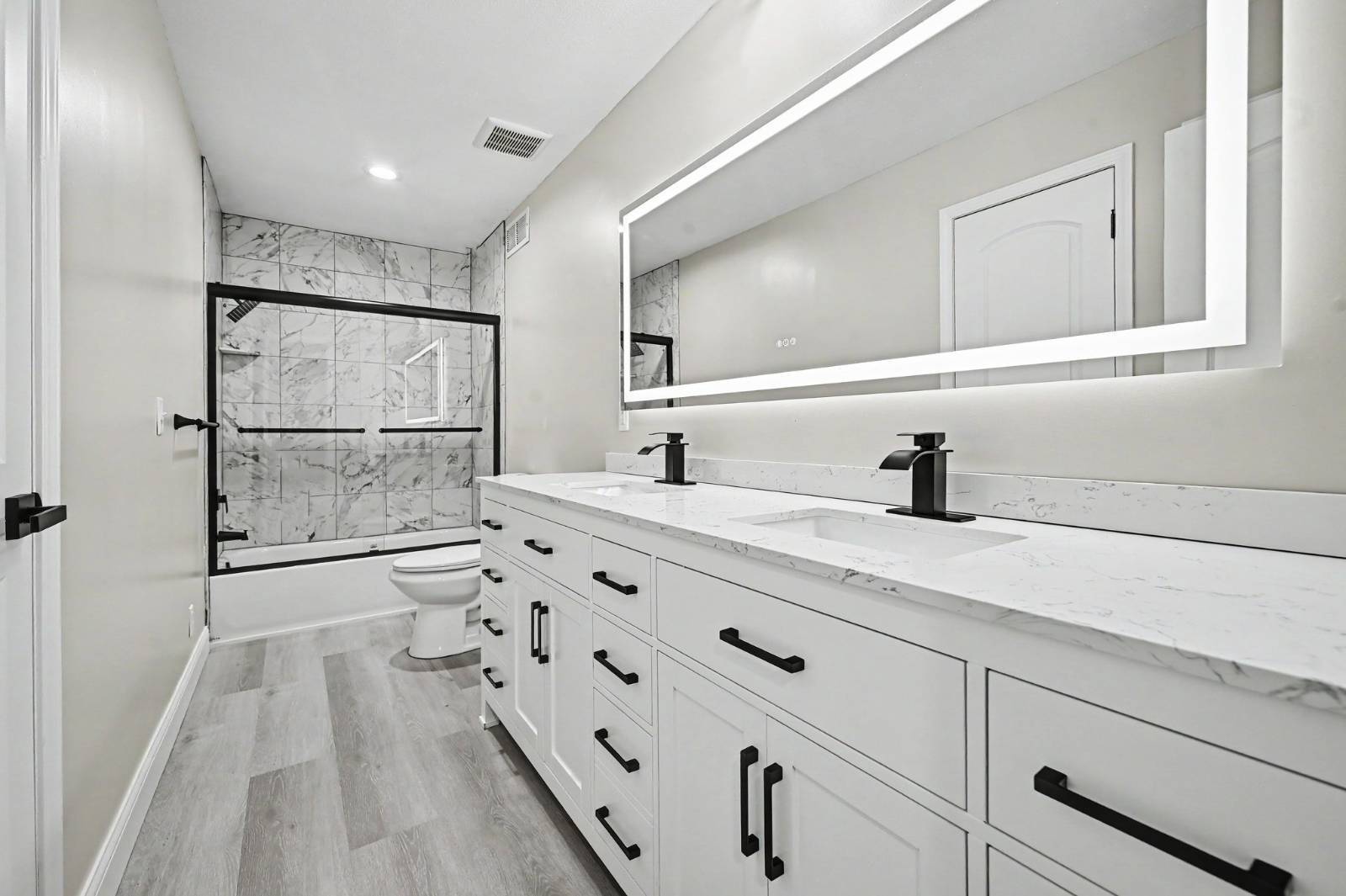 Updated bathroom with double vanity