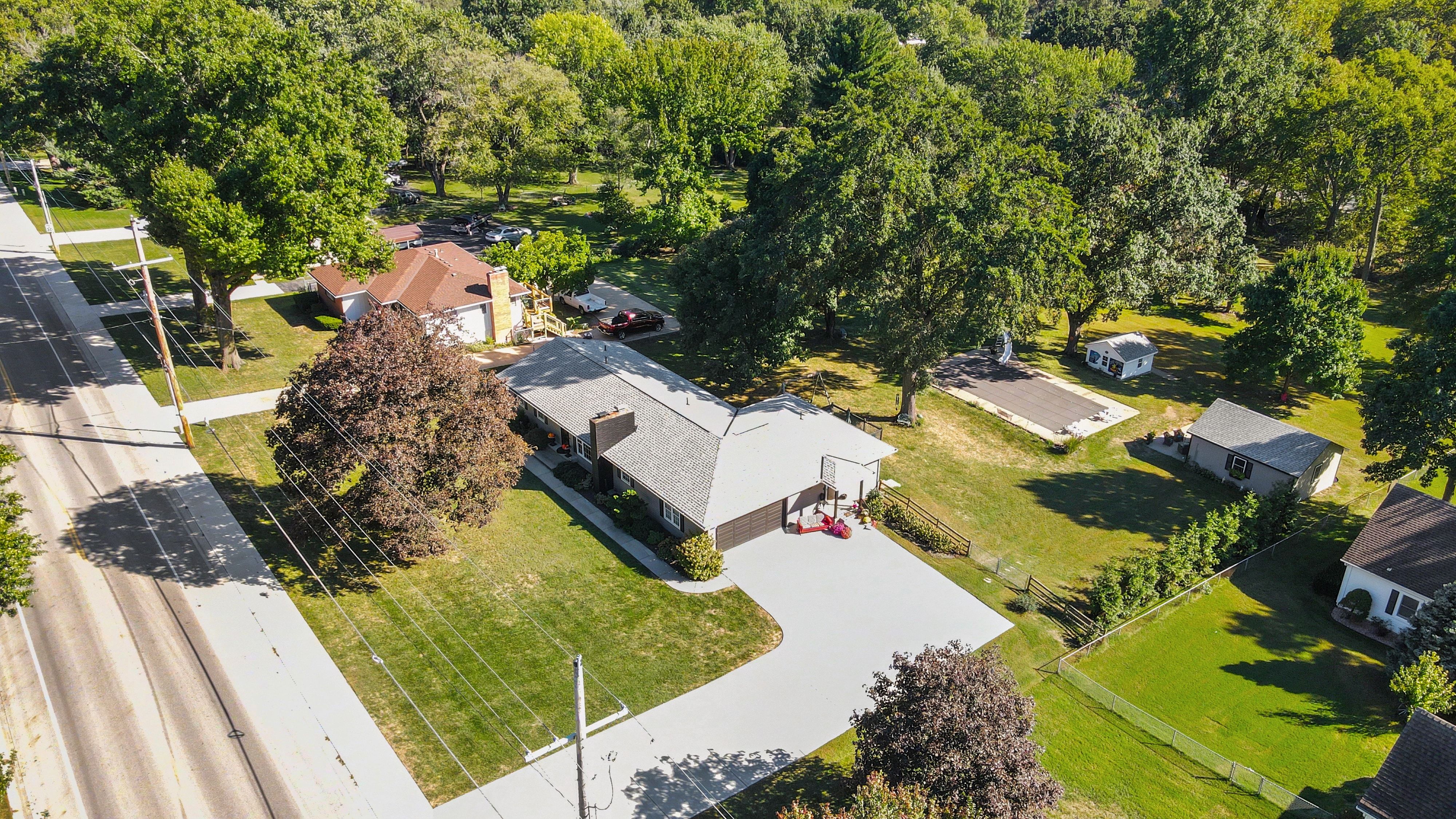 Aerial view of 1.42 acre lot in Merriam KS