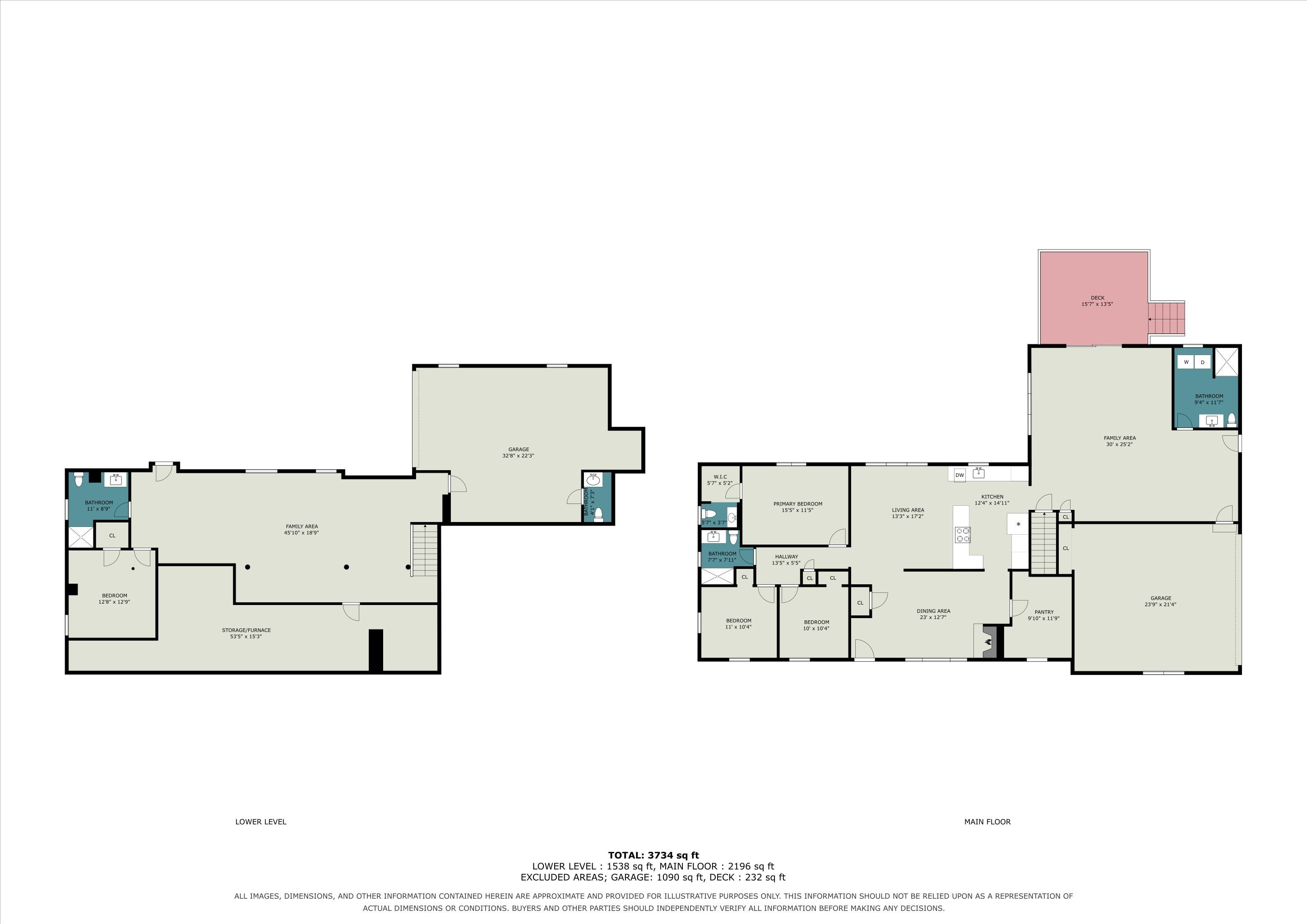 Floor plans, main floor and lower level