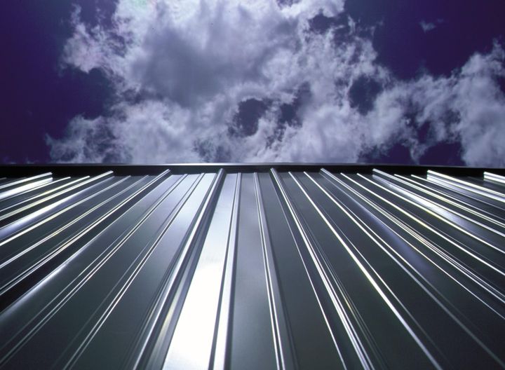 a close-up of a metal roof