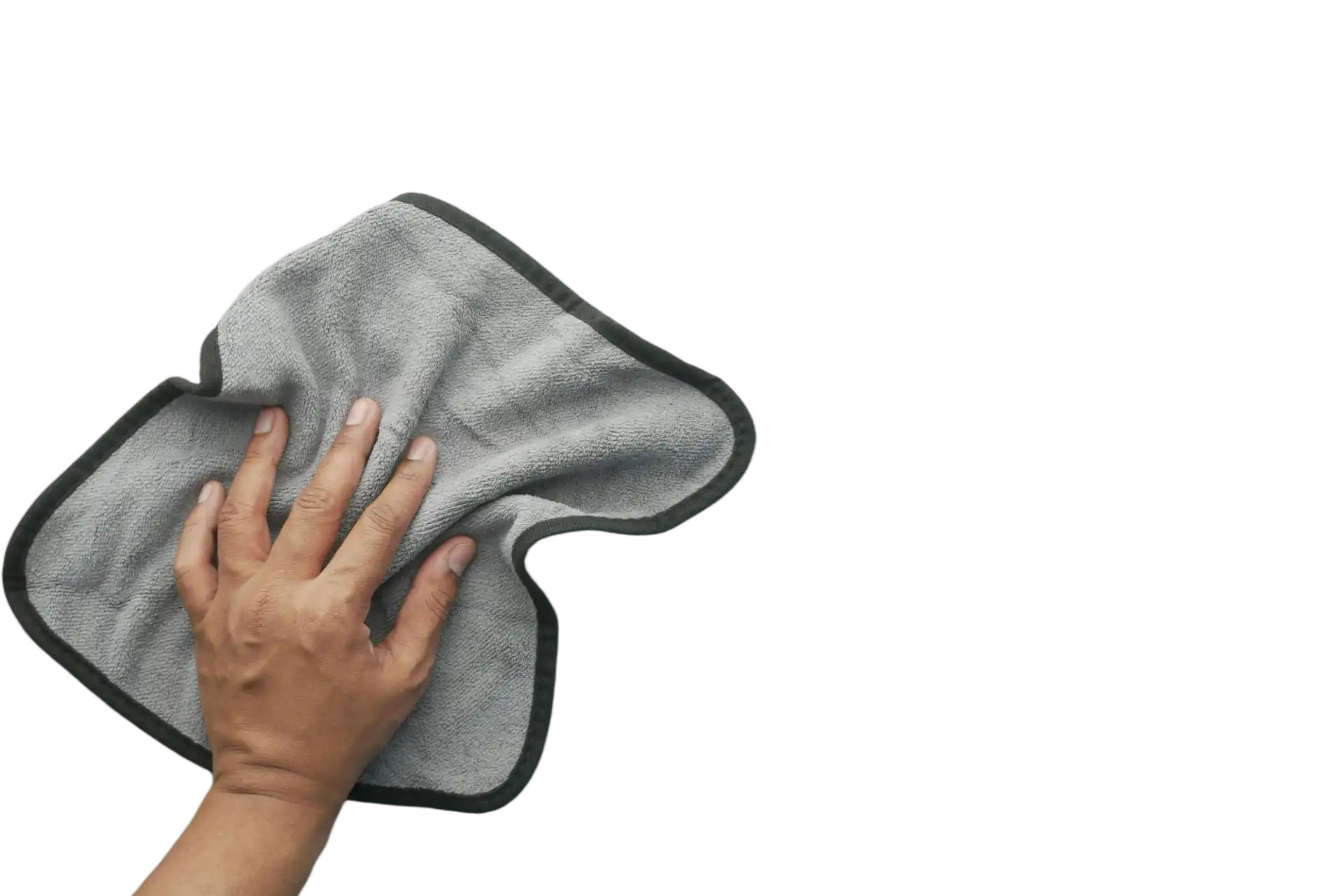 alt="A professional cleaner's hand using a high-quality microfiber cloth for detailed home cleaning in Maryland."